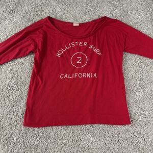 Hollister Shirt Women's Medium 2 Surf California Red Casual Tee